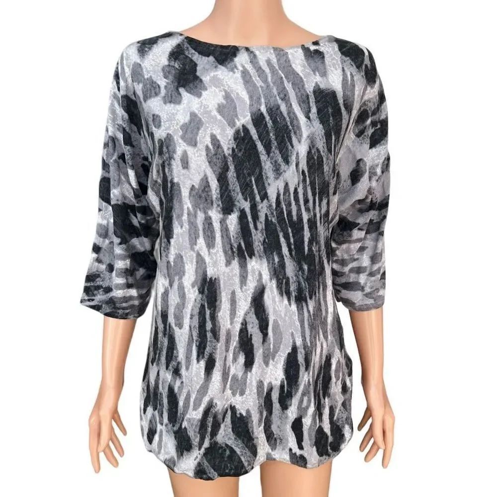 Jones New York dolman sleeve abstract silk/cotton/cashmere blend sweater size M